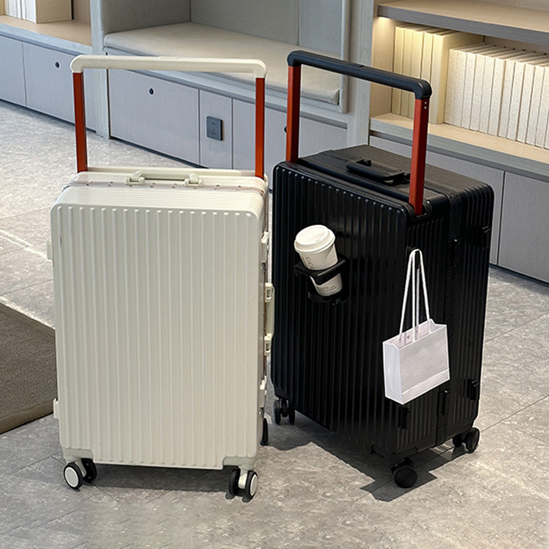 Spinner Wheel Rolling Suitcase 20 Inch - 新型ワイドハンドル付きキャリーケース、カップホルダー付き旅行用スーツケース、20インチアルミフレーム機内持ち込み荷物、26インチ
