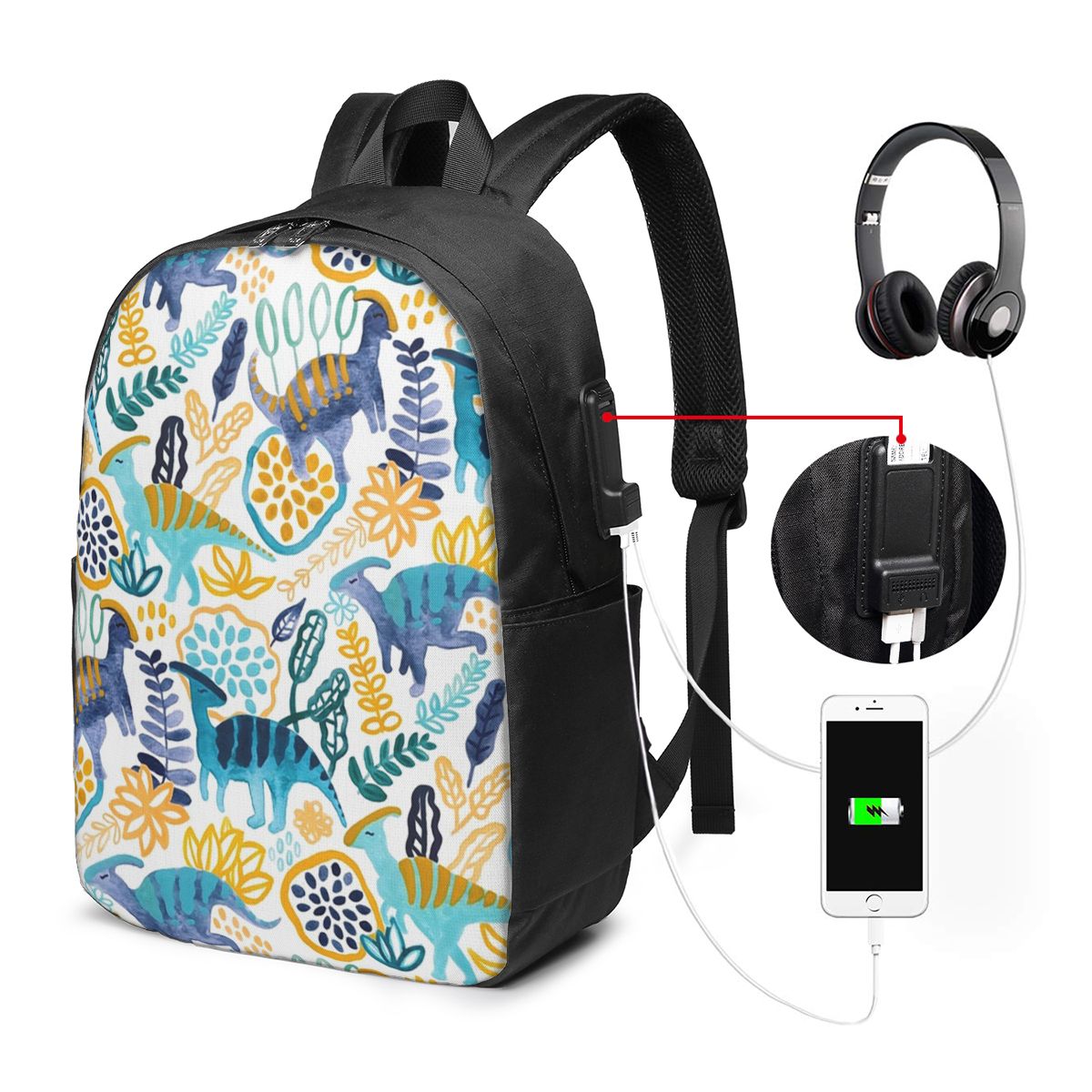 Travel Bags - ガッシュパラサウロロフスバックパック旅行ノートブックバッグコンピュータ大学生スクールバッグラップトップショルダーバッグ男性女性用