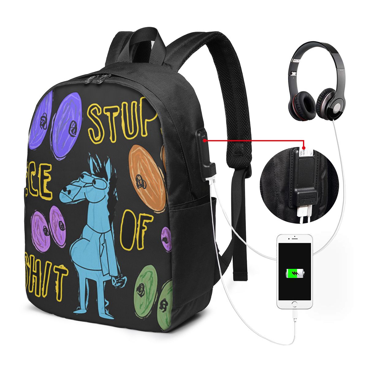 Backpacks - 漫画ボージャック・ホースマン愚かなクソみたいなものバックパック旅行ノートブックバッグコンピュータ大学生スクールバッグラップトップ