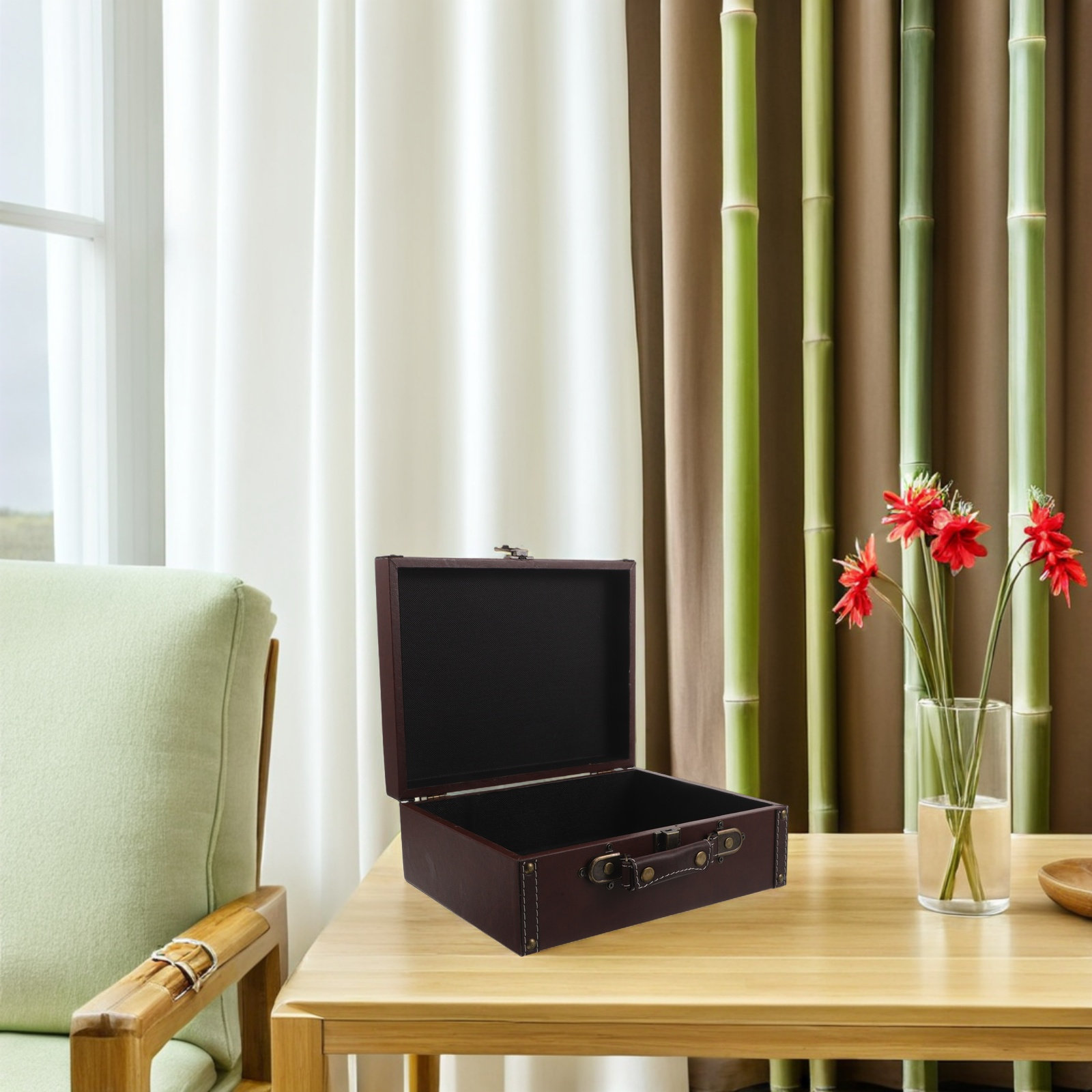 木製レトロ収納ボックス、ヴィンテージ風、持ち運び可能なスーツ - Retro Vintage Trunk Suitcase のレビューと価格