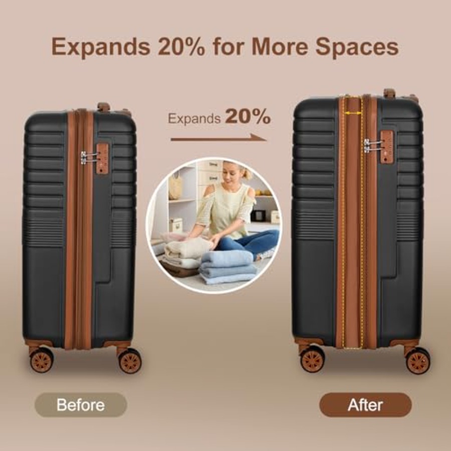 3点セットの拡張可能なスーツケース（20/24/28インチ） - Expandable Hard Shell Luggage Set のレビューと価格