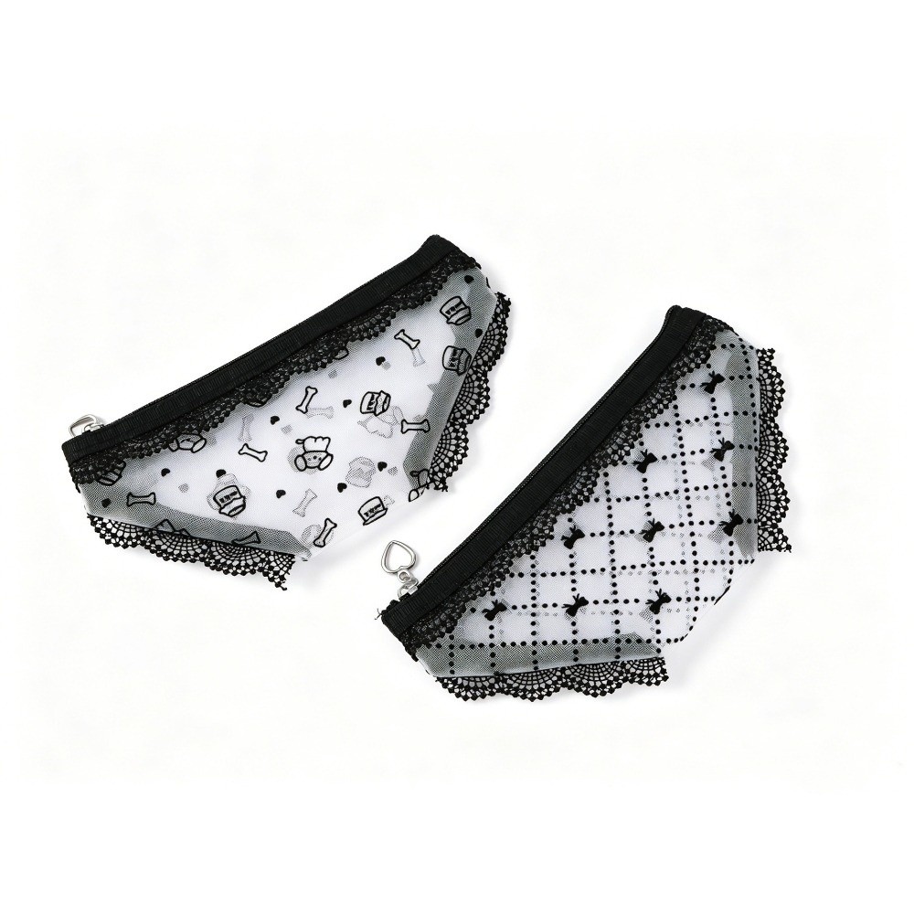 かわいいレースメッシュの収納ポーチ。三角形の形をした化粧品入 - Cosmetic Bags のレビューと価格