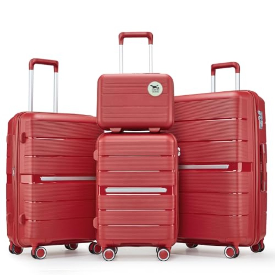 4ピース拡張可能なスーツケースセット、PPハードシェル、ブラ - Expandable Hard Shell Luggage Set のレビューと価格