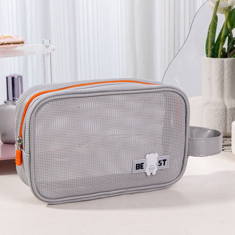 丈夫なメッシュ素材の化粧ポーチ。持ち手付きで大容量。持ち運び - Cosmetic Bags のレビューと価格