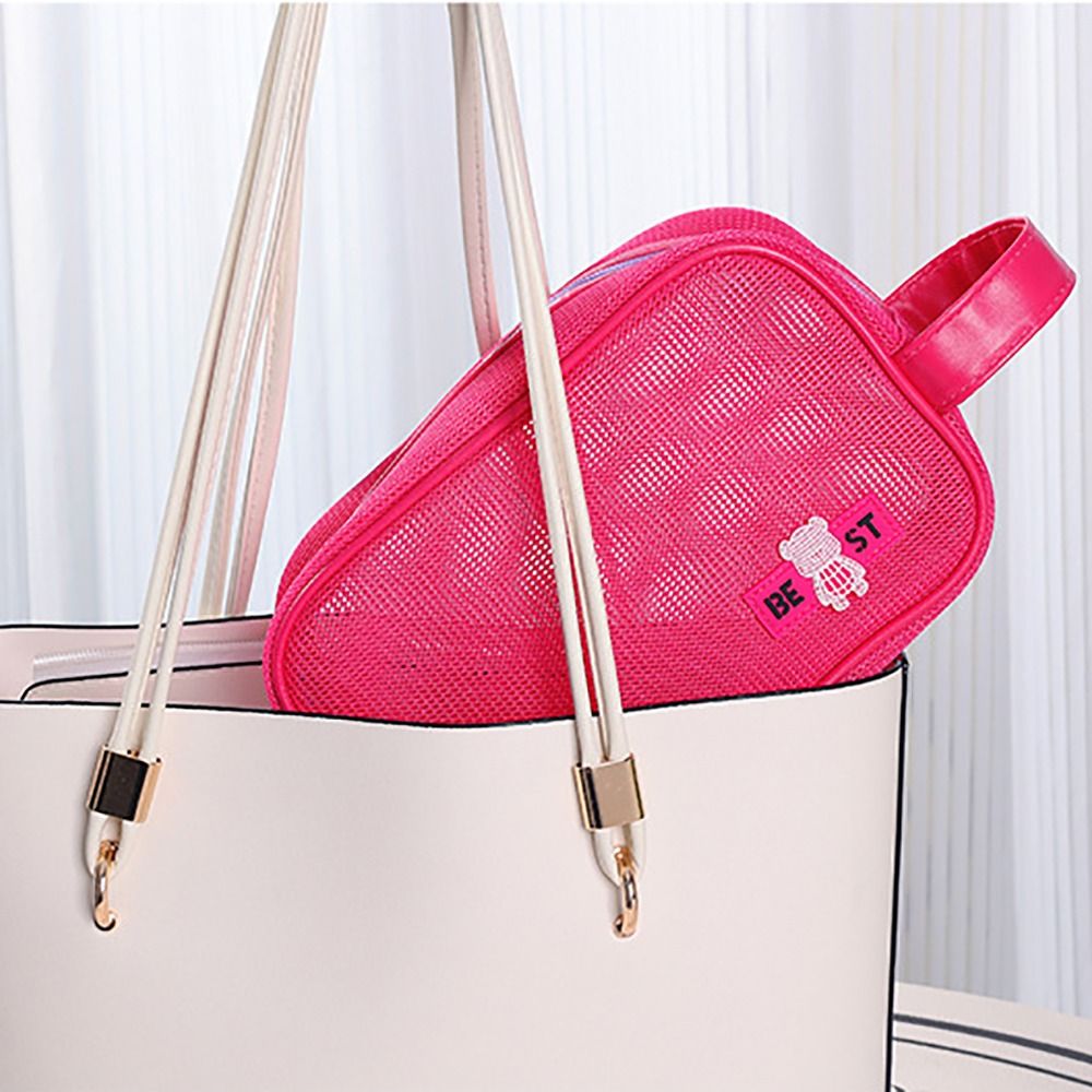 丈夫なメッシュ素材の化粧ポーチ。持ち手付きで大容量。持ち運び - Cosmetic Bags のレビューと価格