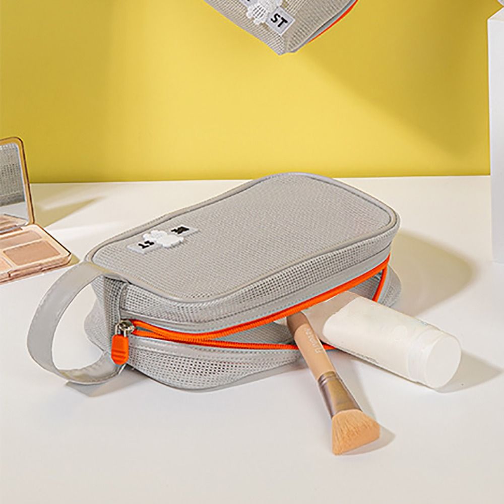 丈夫なメッシュ素材の化粧ポーチ。持ち手付きで大容量。持ち運び - Cosmetic Bags のレビューと価格