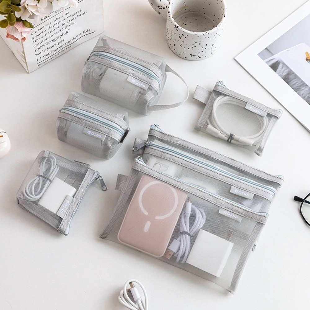 丈夫なナイロン製、透明な収納バッグ。正方形で軽量、メッシュ素 - Cosmetic Bags のレビューと価格