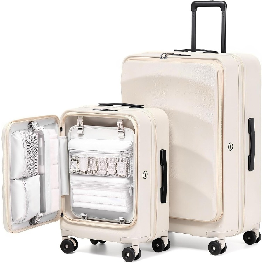 上部が開くタイプの拡張可能なスーツケース2点セット、20イン - Expandable Hard Shell Luggage Set のレビューと価格