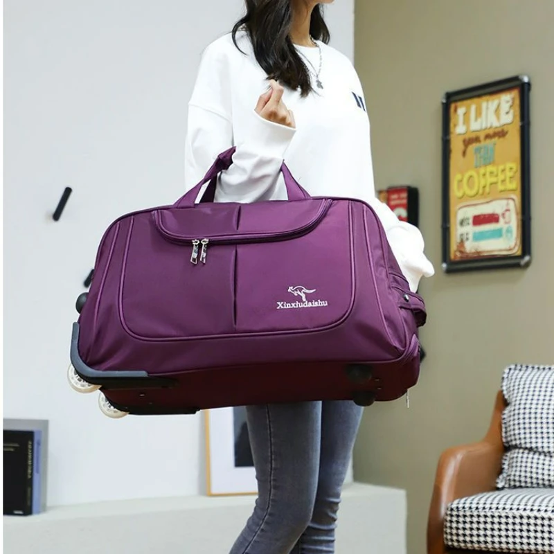 大容量の女性用トロリー,軽量,折りたたみ式,多機能収納,旅行 - Foldable Rolling Luggage Bag のレビューと価格